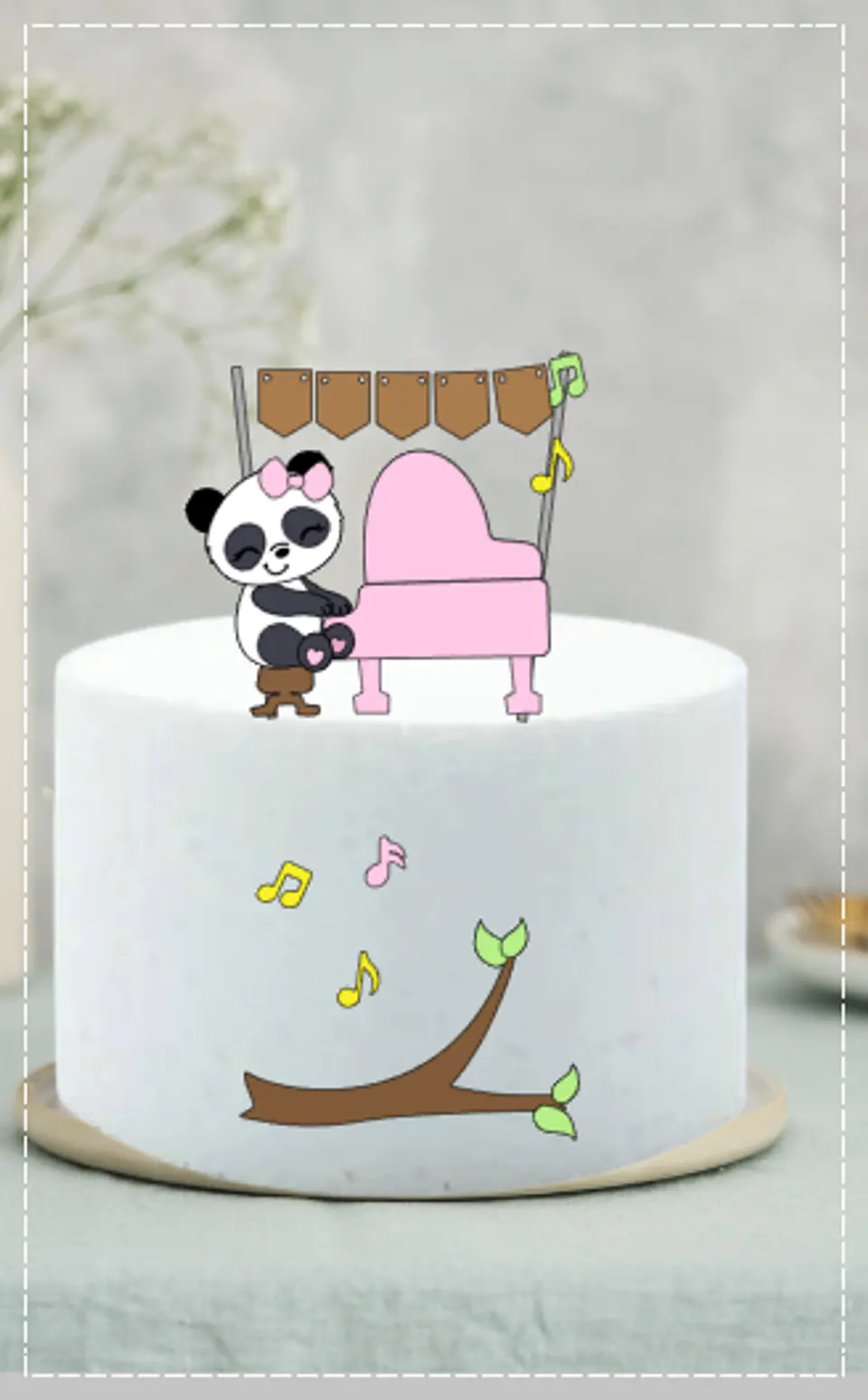 Arquivo de Corte Topo de Bolo Panda Rosa Menina 6 1