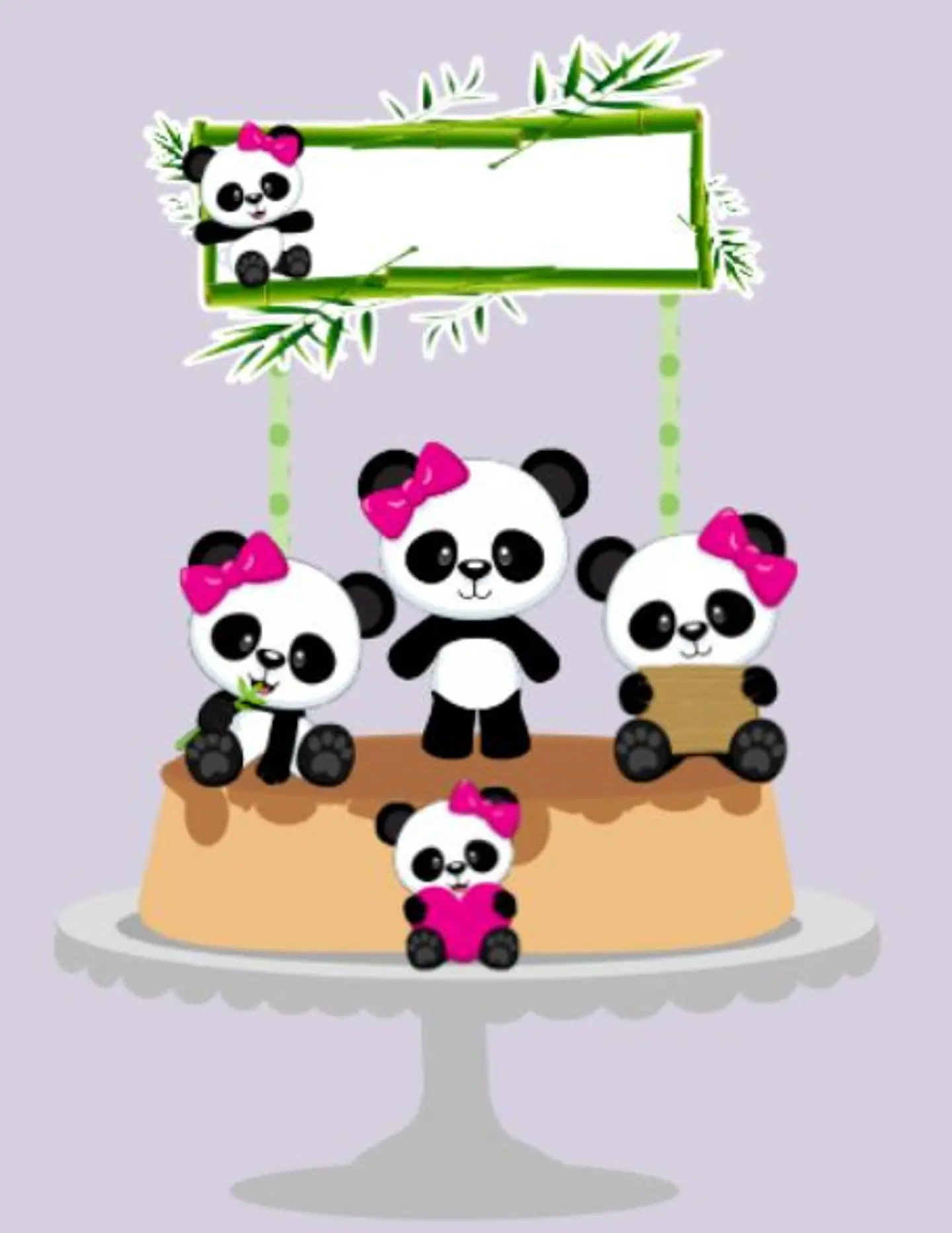 Arquivo de Corte Topo de Bolo Panda Rosa Menina 2 1