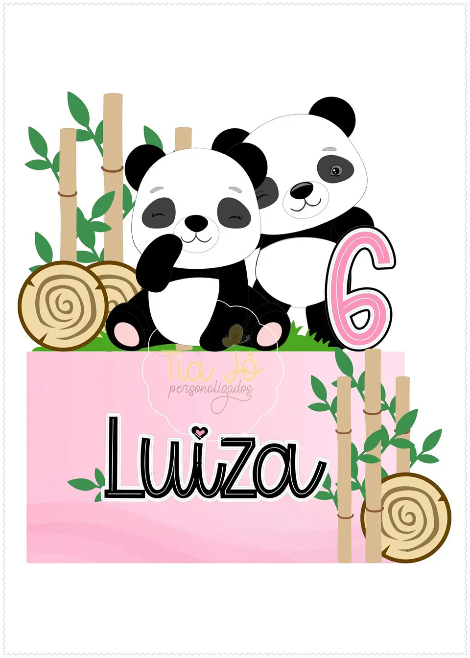 Arquivo de Corte Topo de Bolo Panda Rosa Menina 5 1