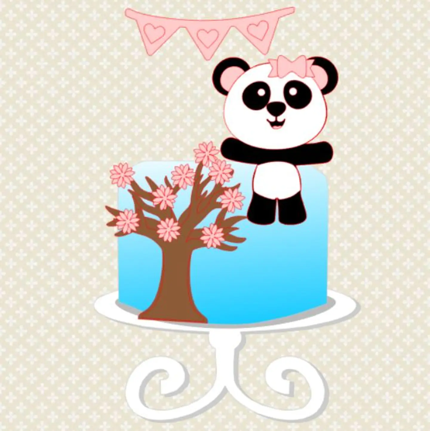 Arquivo de Corte Topo de Bolo Panda Rosa Menina 3 1