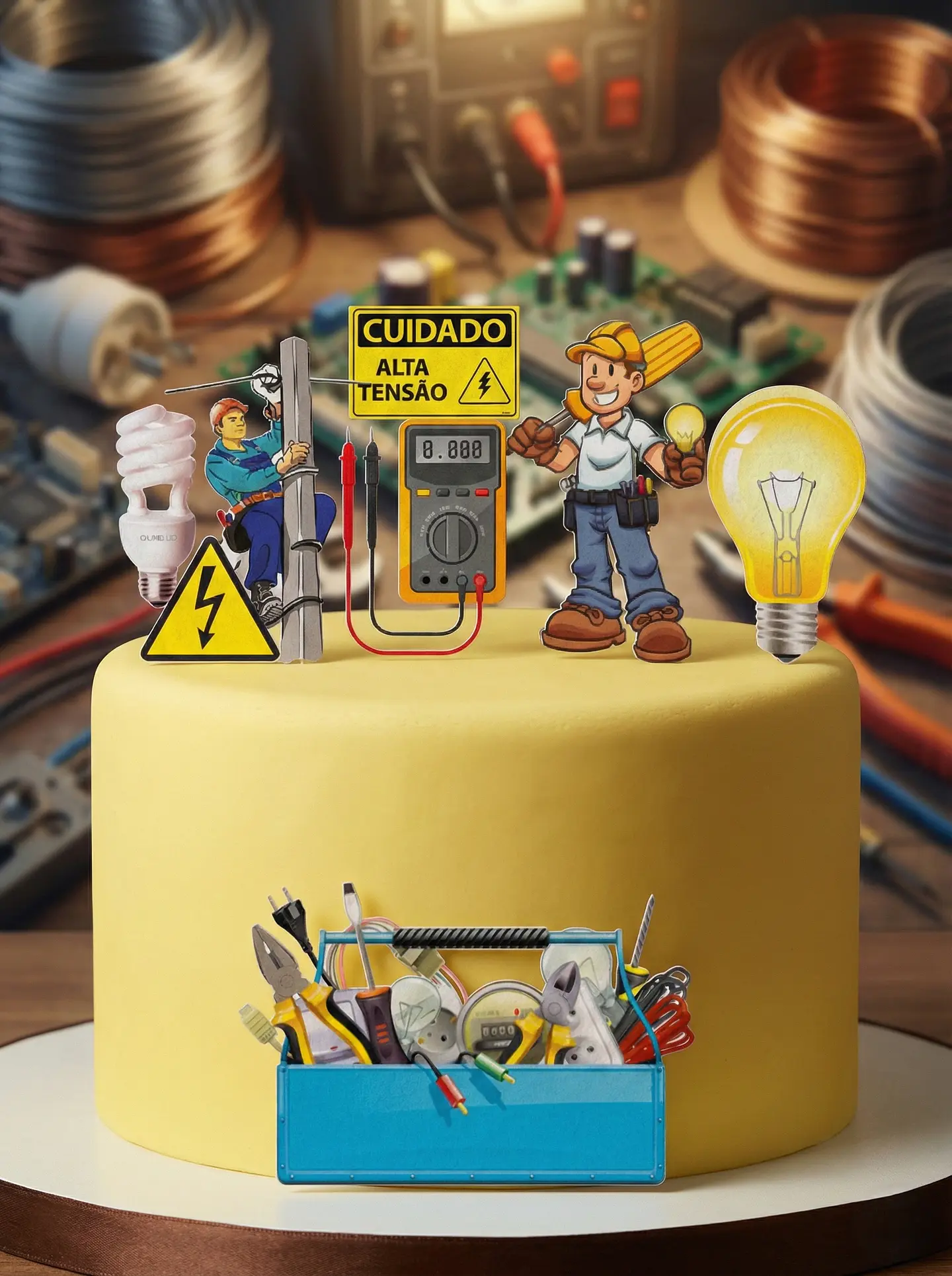 Arquivo de Corte Topo de Bolo Profissões Eletricista 12 1