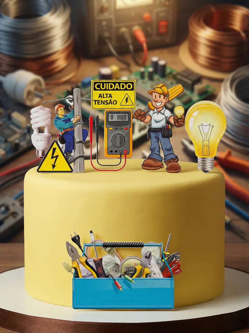 Arquivo de Corte Topo de Bolo Profissões Eletricista 12 1