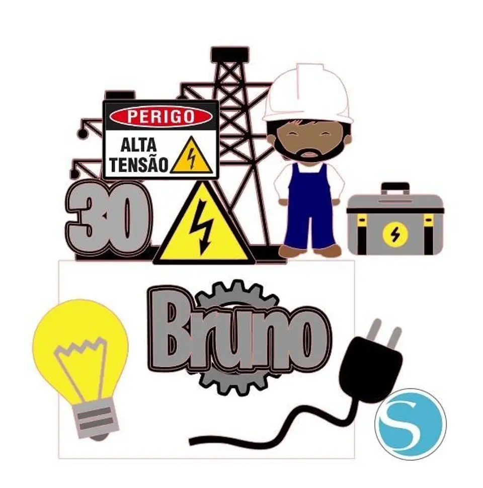 Arquivo de Corte Topo de Bolo Profissões Eletricista 1 1