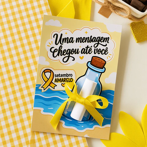 Arquivo de Corte Cartão Mensagem Garrafa Setembro Amarelo 1