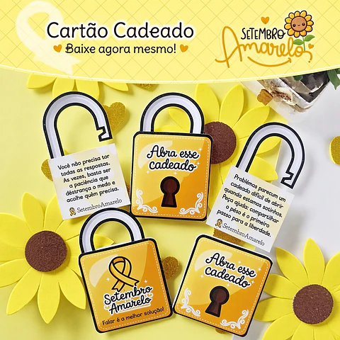 Arquivo de Corte Cartão Cadeado Setembro Amarelo 3