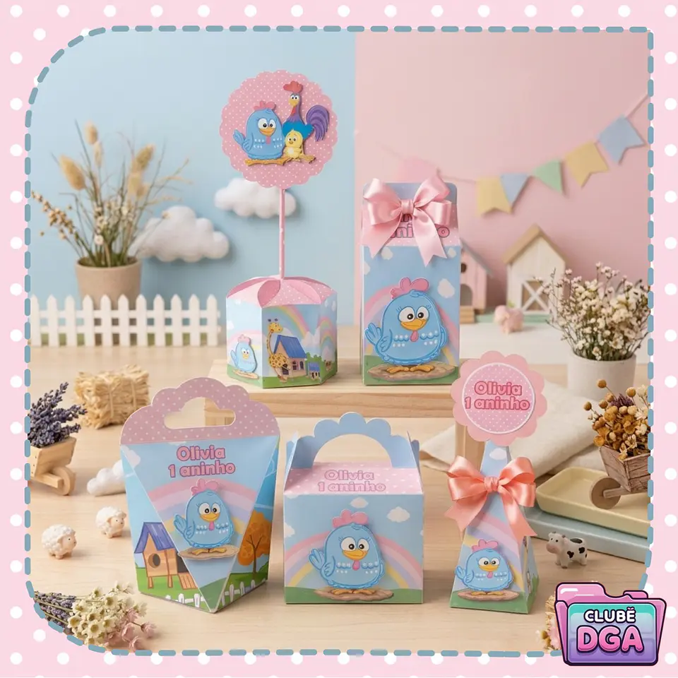 Arquivo de Corte Kit Festa Galinha Pintadinha Mini Rosa 2 1