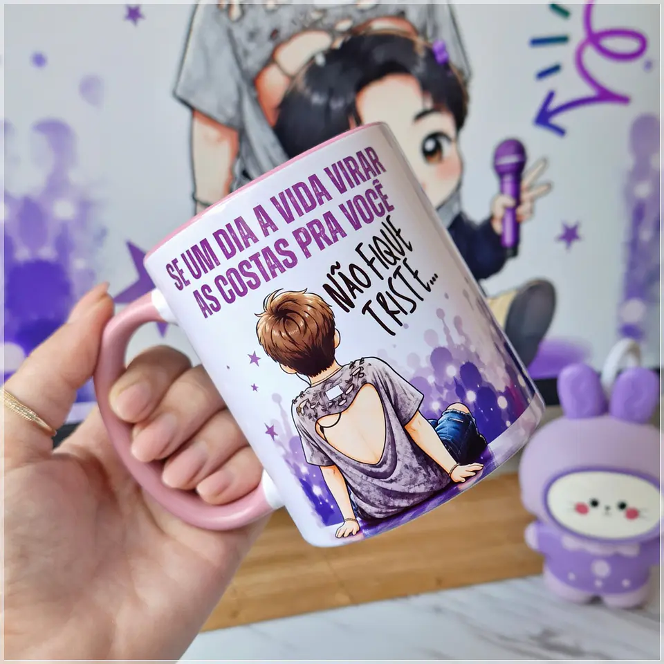 Sublimação - Caneca Bts JIn e Namjoon Se um dia a vida te der as costas lá 1