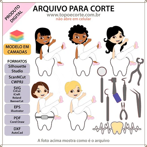 Arquivo de Corte Topo de Bolo Profissões Odontologia Dentista 7