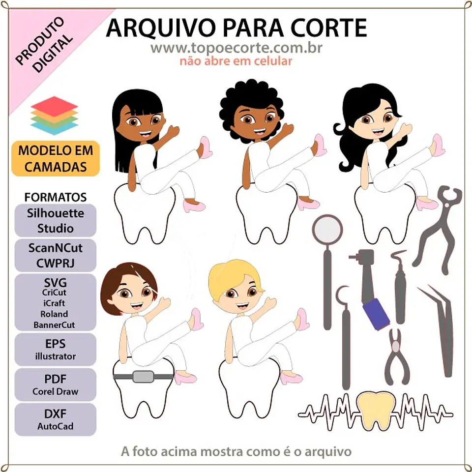 Arquivo de Corte Topo de Bolo Profissões Odontologia Dentista 7 1