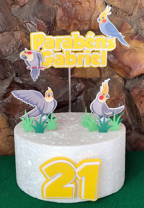 Arquivo de Corte Topo de Bolo Pássaros Passarinho Calopsita 5
