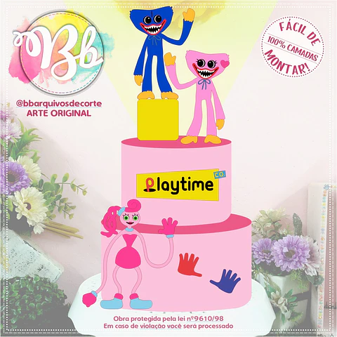 Arquivo de Corte Topo de Bolo Poppy Playtime - Huggy Wuggy 1