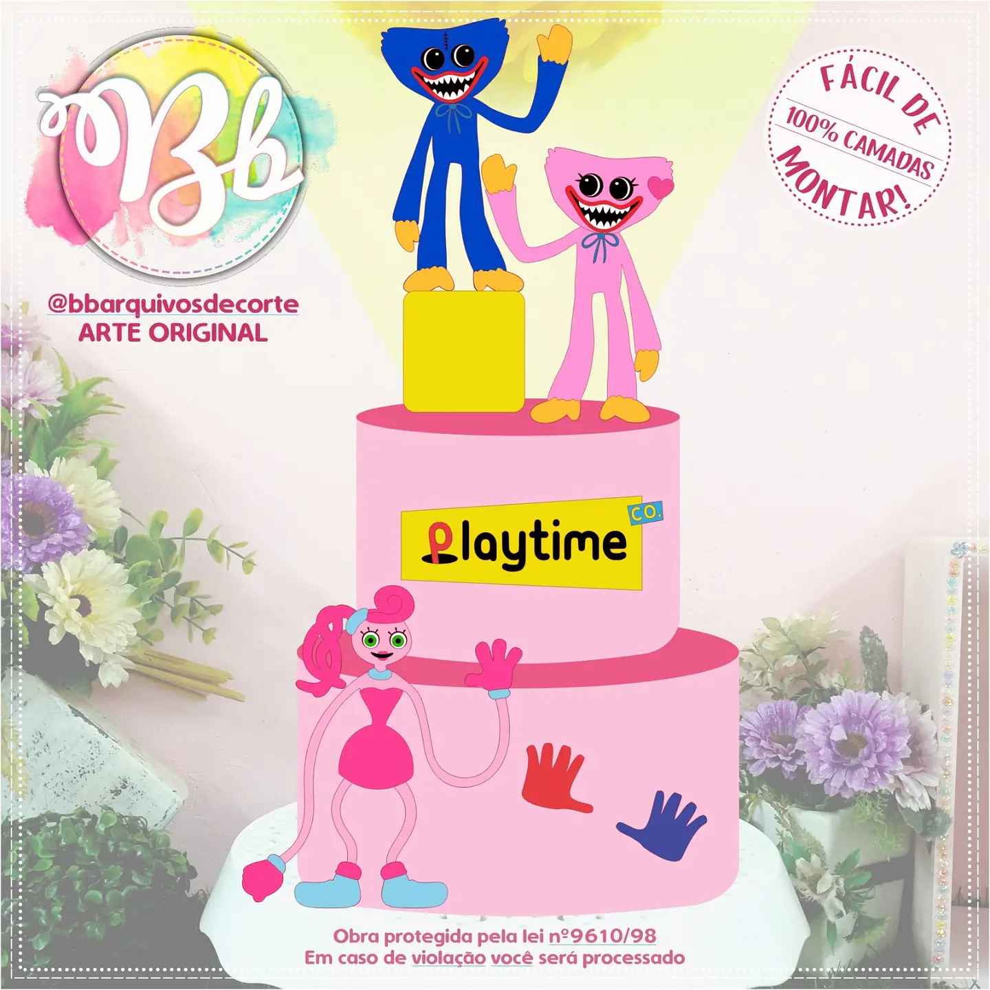 Arquivo de Corte Topo de Bolo Poppy Playtime - Huggy Wuggy 1 1