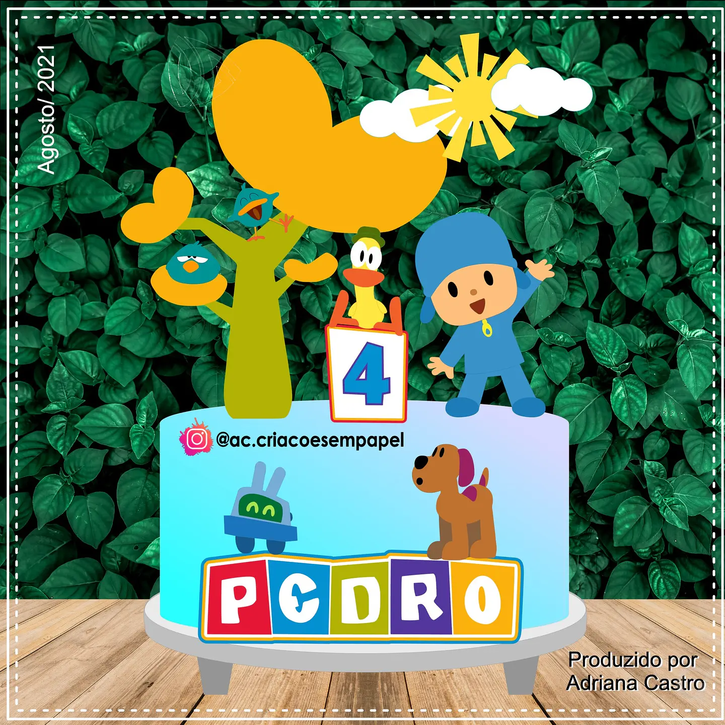 Arquivo de Corte Topo de Bolo Pocoyo 5 1