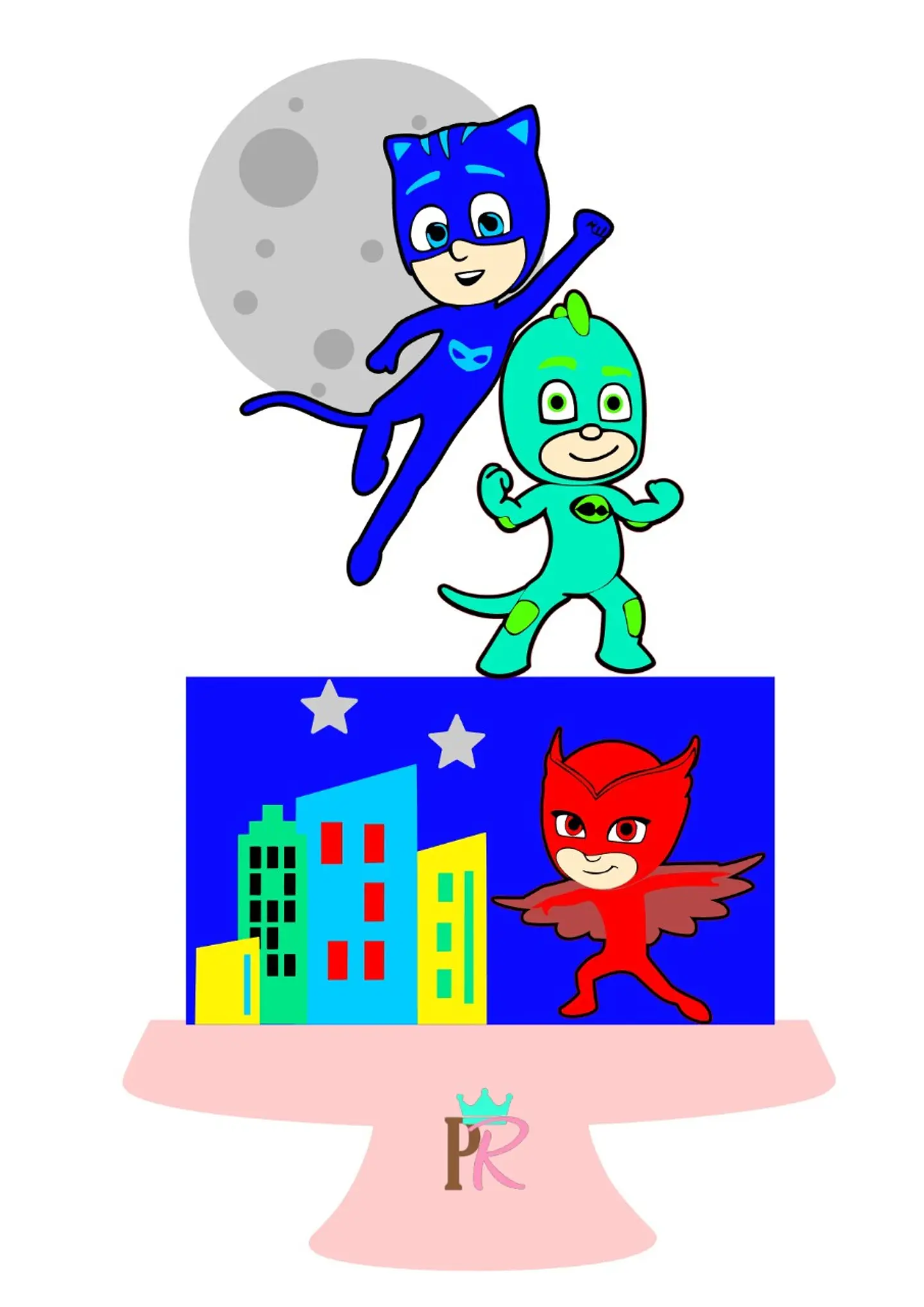 Arquivo de Corte Topo de Bolo Pj Masks 3 1