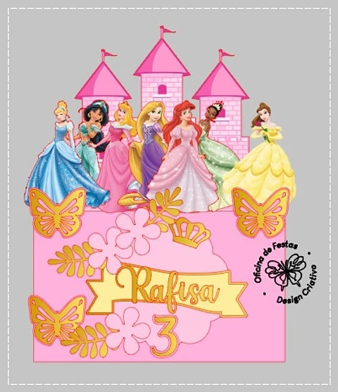 Arquivo de Corte Topo de Bolo Princesas Disney 32