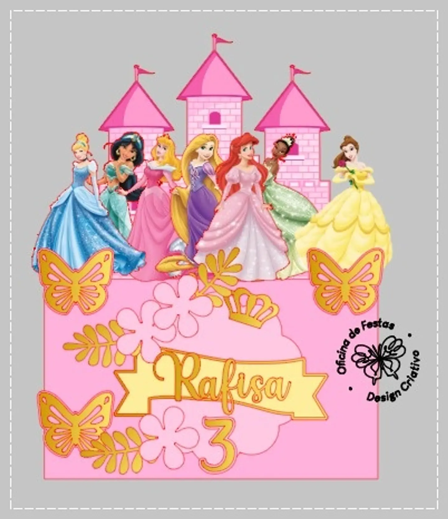 Arquivo de Corte Topo de Bolo Princesas Disney 32 1