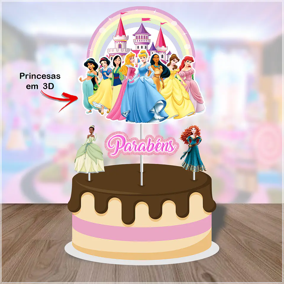 Arquivo de Corte Topo de Bolo Princesas Disney 15 1