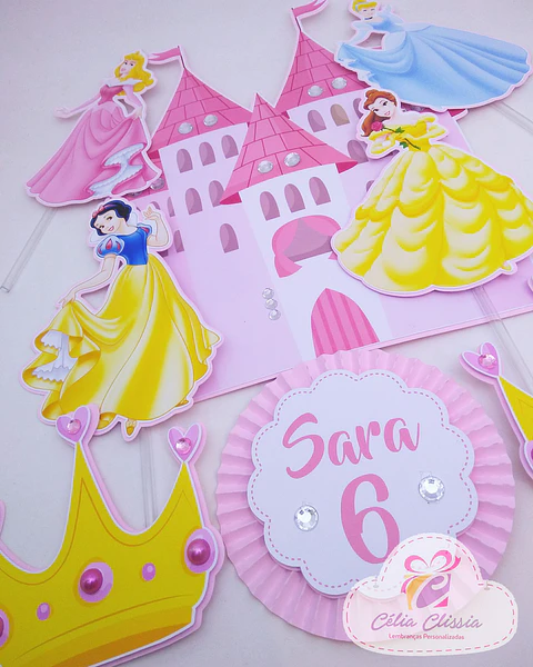 Arquivo de Corte Topo de Bolo Princesas Disney 1