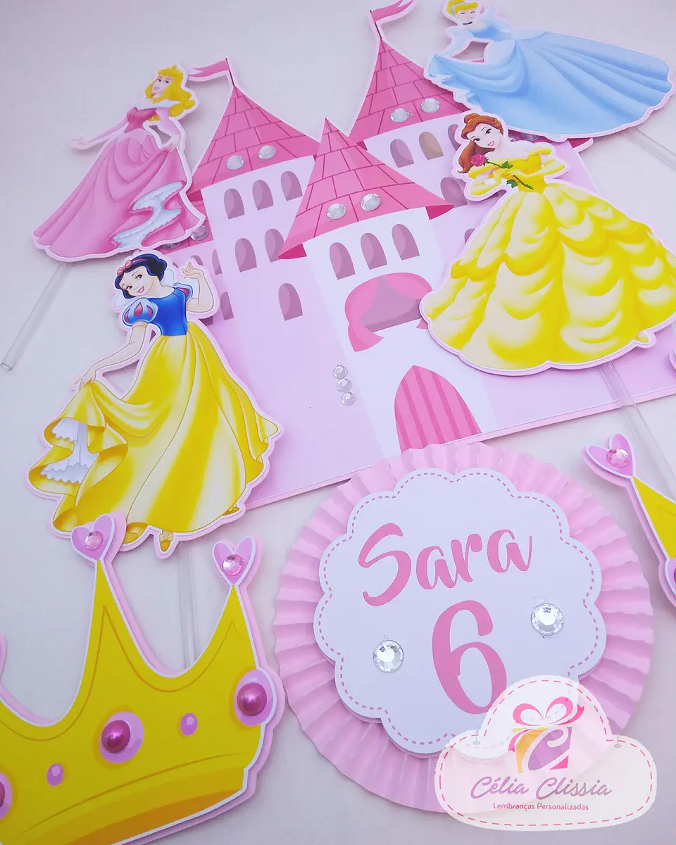 Arquivo de Corte Topo de Bolo Princesas Disney 1 1