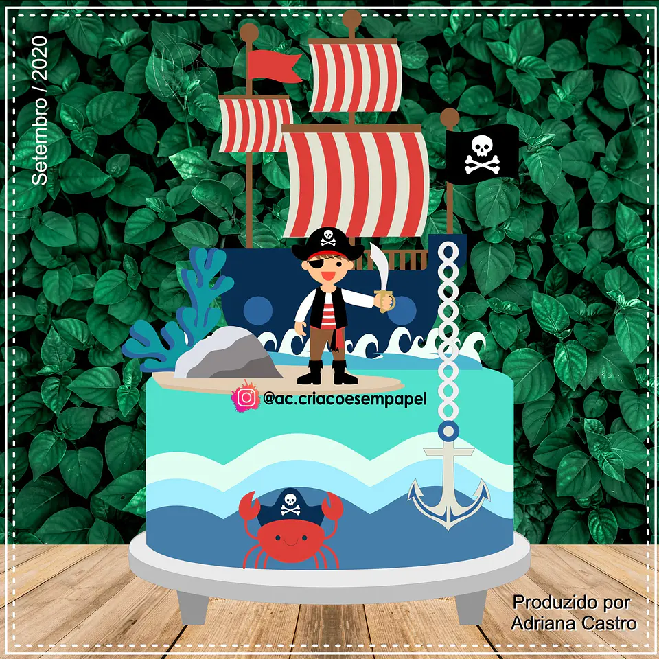 Arquivo de Corte Topo de Bolo Piratas 8 1