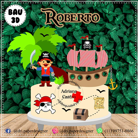 Arquivo de Corte Topo de Bolo Piratas 6