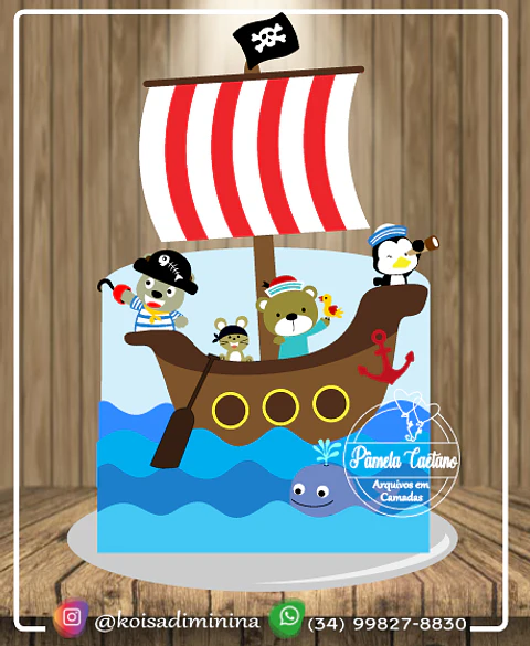 Arquivo de Corte Topo de Bolo Piratas 5