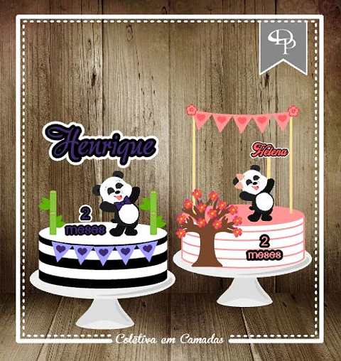 Arquivo de Corte Topo de Bolo Panda 5