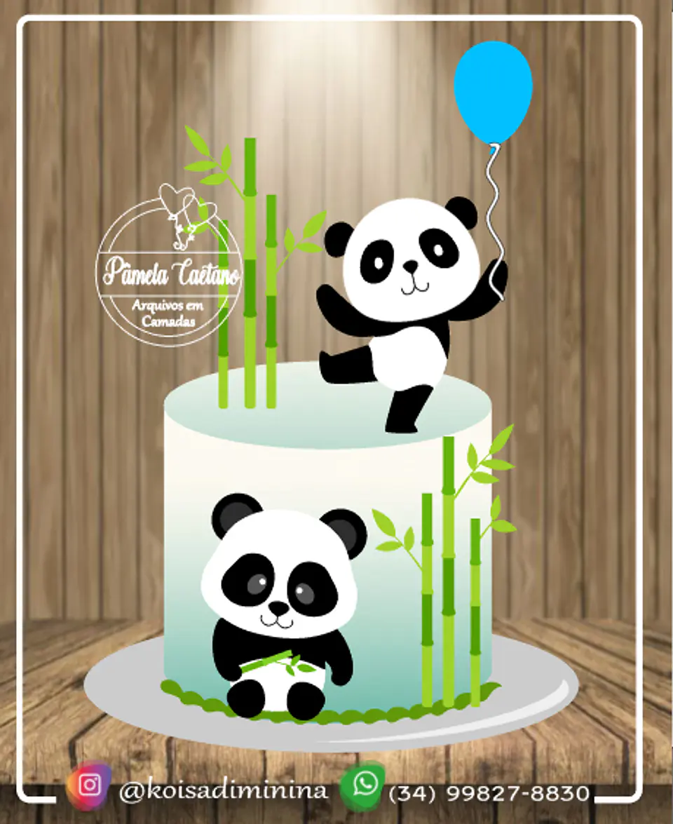 Arquivo de Corte Topo de Bolo Panda 3 1
