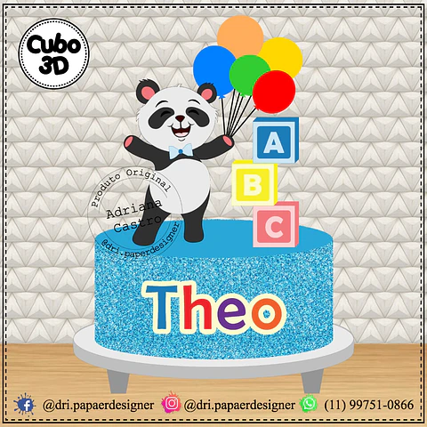 Arquivo de Corte Topo de Bolo Panda 1