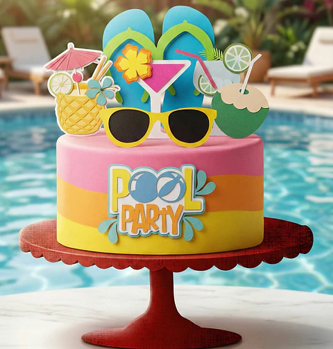 Arquivo de Corte Topo de Bolo Pool Party 7