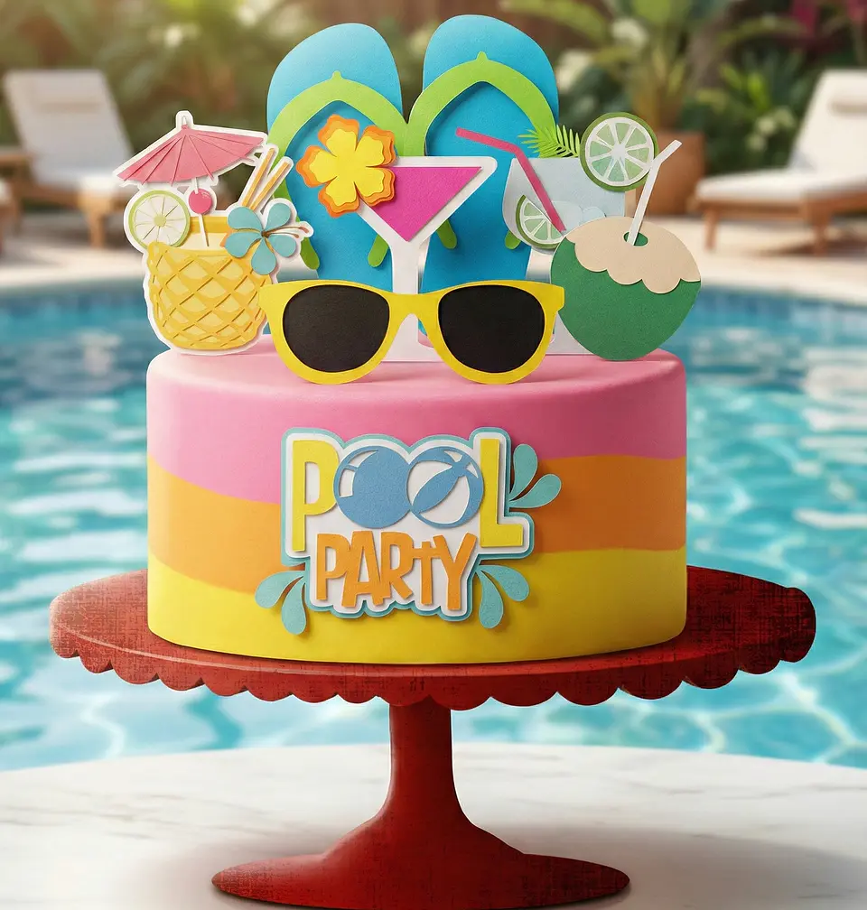 Arquivo de Corte Topo de Bolo Pool Party 7 1