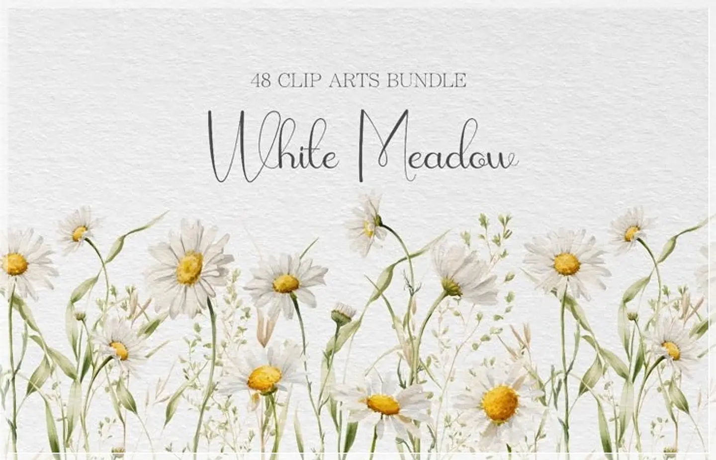 Kit Digital Floral Campo Branco White Meadow 1 1
