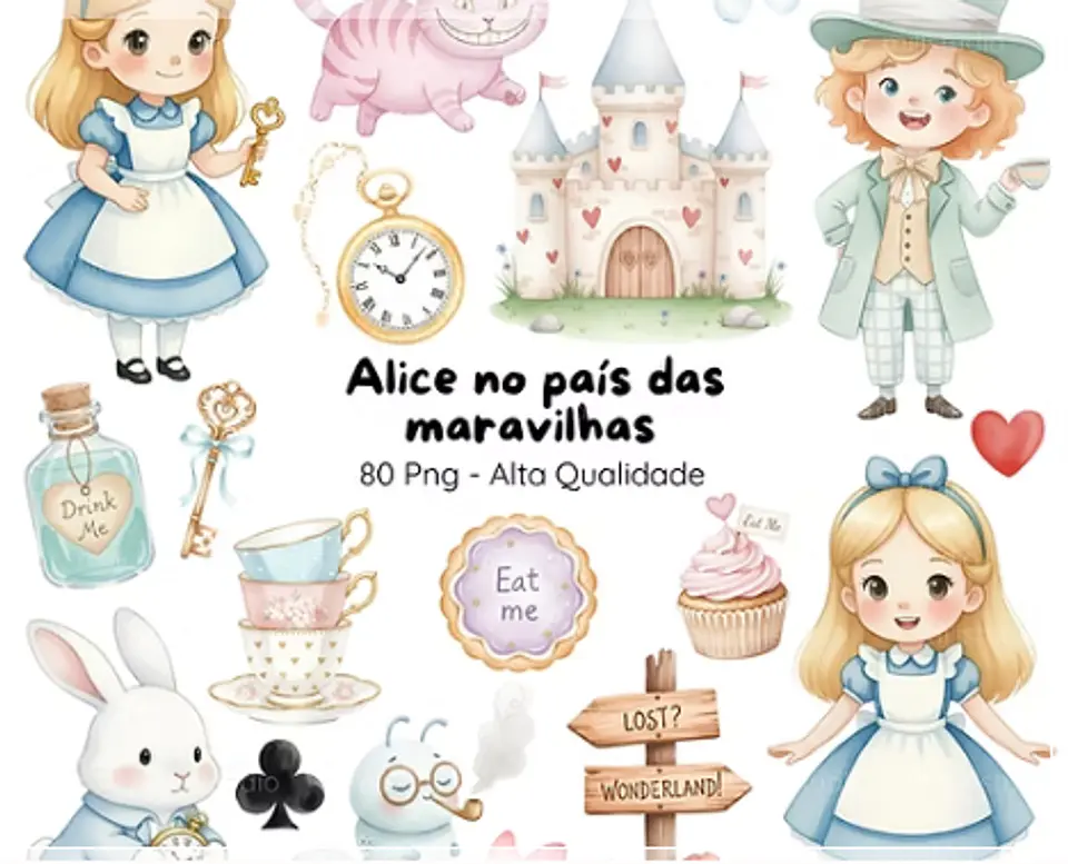 Kit Digital Alice no País das Maravilhas 2 1