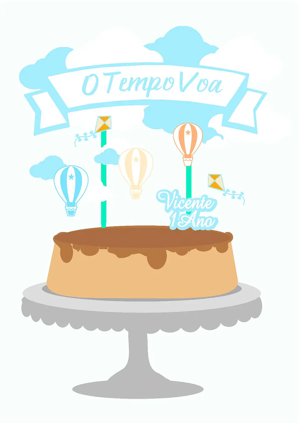 Arquivo de Corte Topo de Bolo O Tempo Voa Menino 1 1