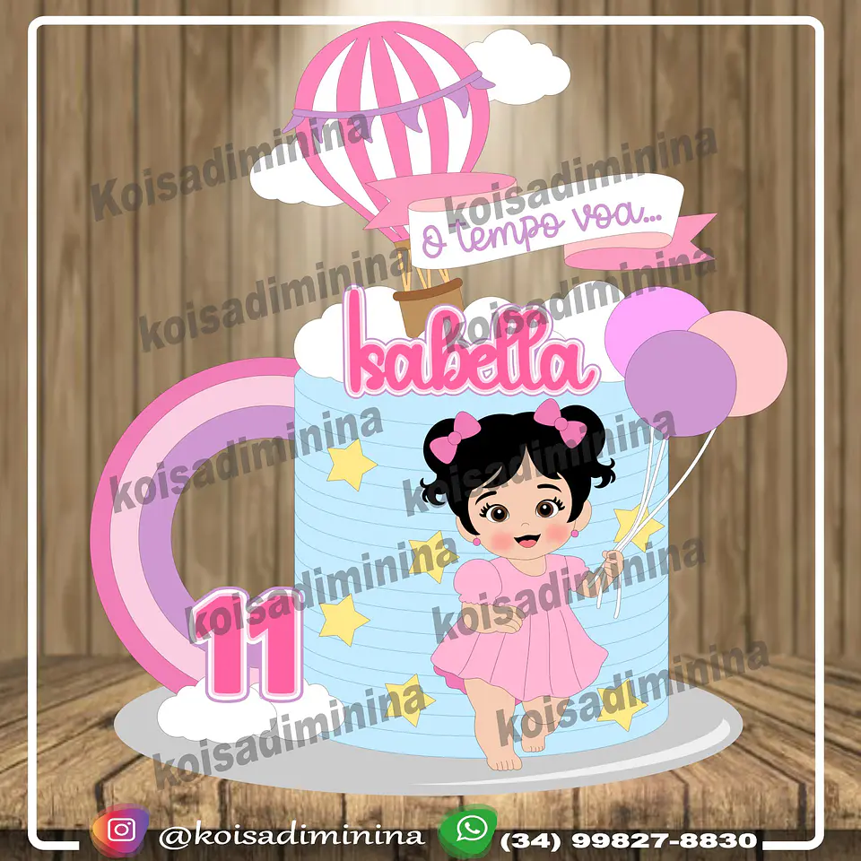 Arquivo de Corte Topo de Bolo O Tempo Voa Menina 5 1