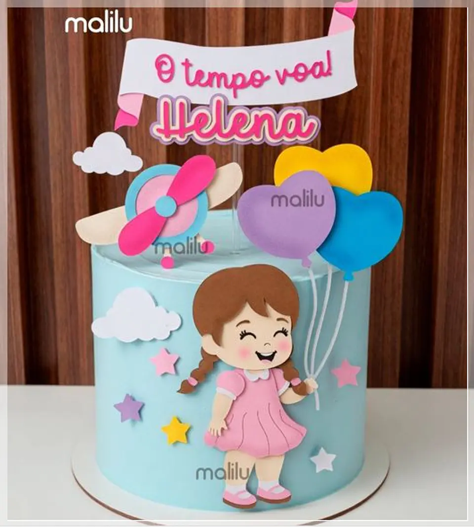 Arquivo de Corte Topo de Bolo O Tempo Voa Menina 4 1