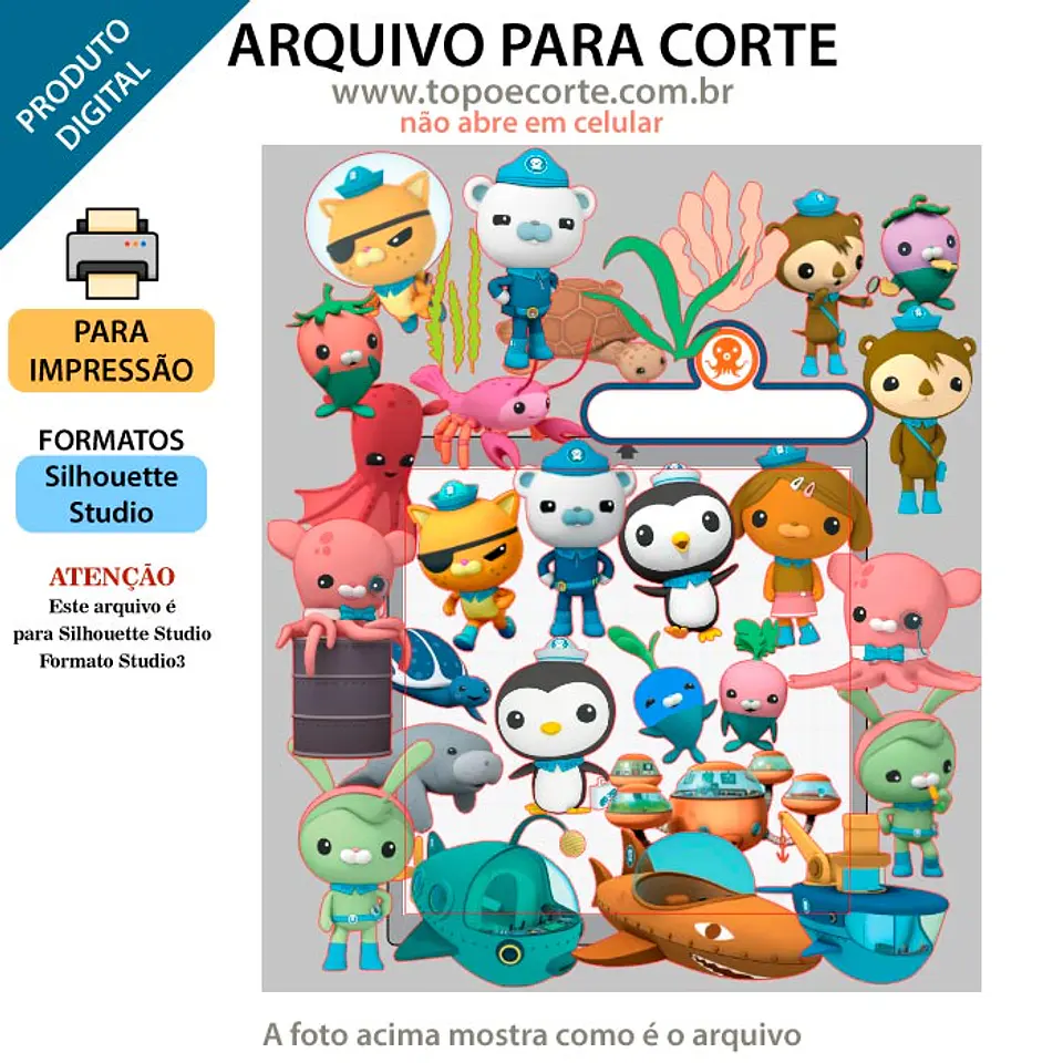 Arquivo de Corte Topo de Bolo Octonautas 3 1