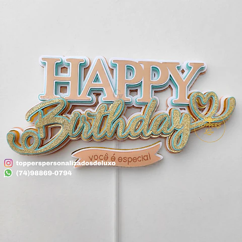 Arquivo de Corte Topo de Bolo Happy Birthday 49