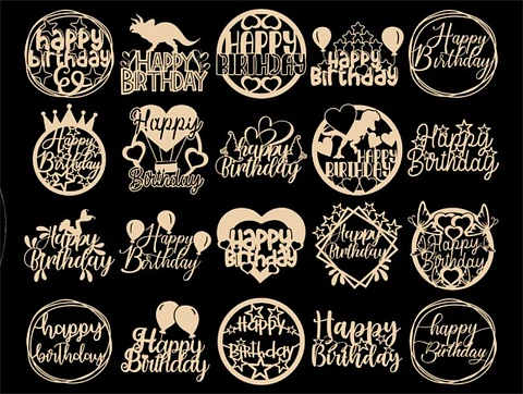 Arquivo de Corte Topo de Bolo Happy Birthday 33