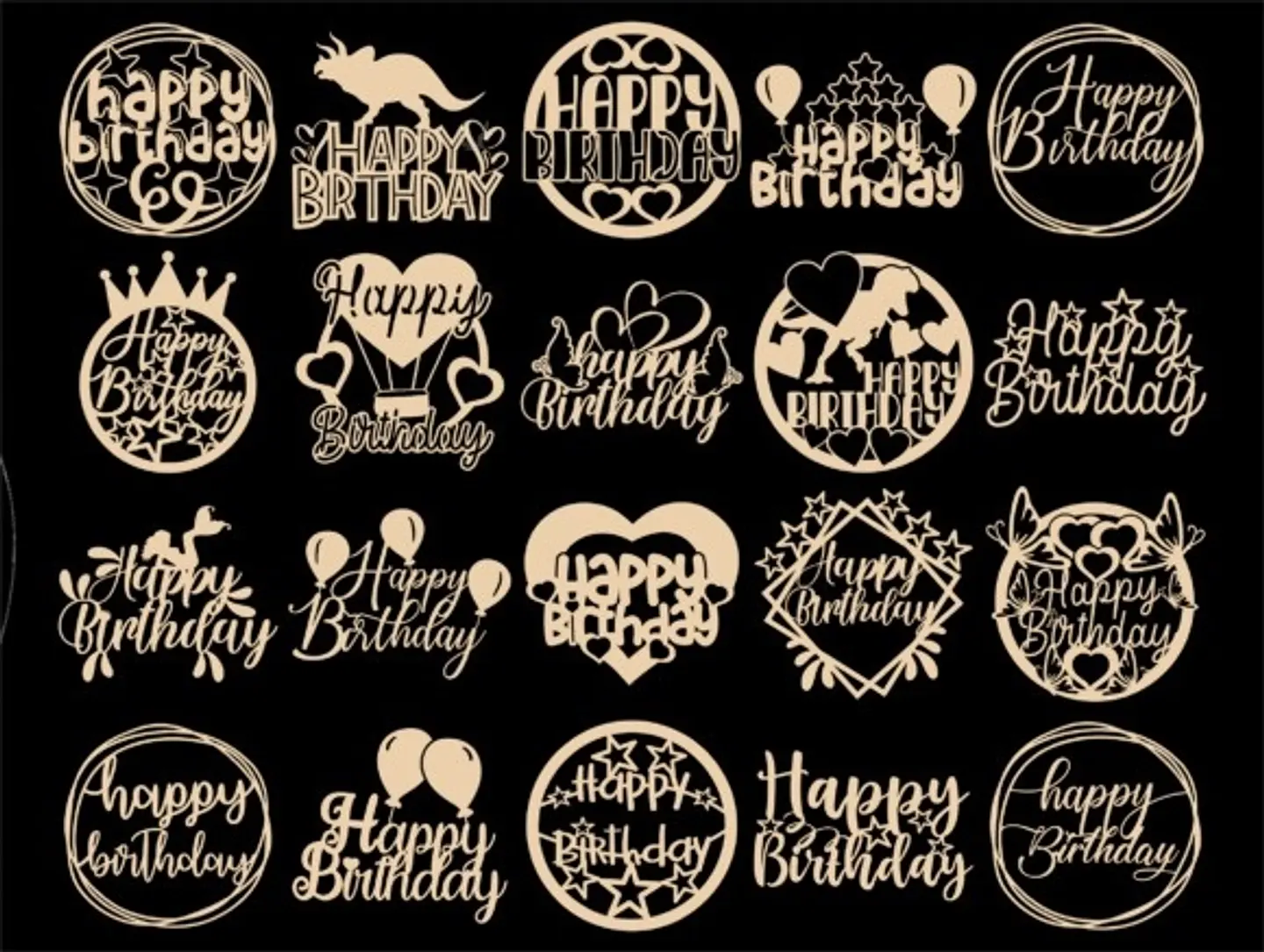 Arquivo de Corte Topo de Bolo Happy Birthday 33 1