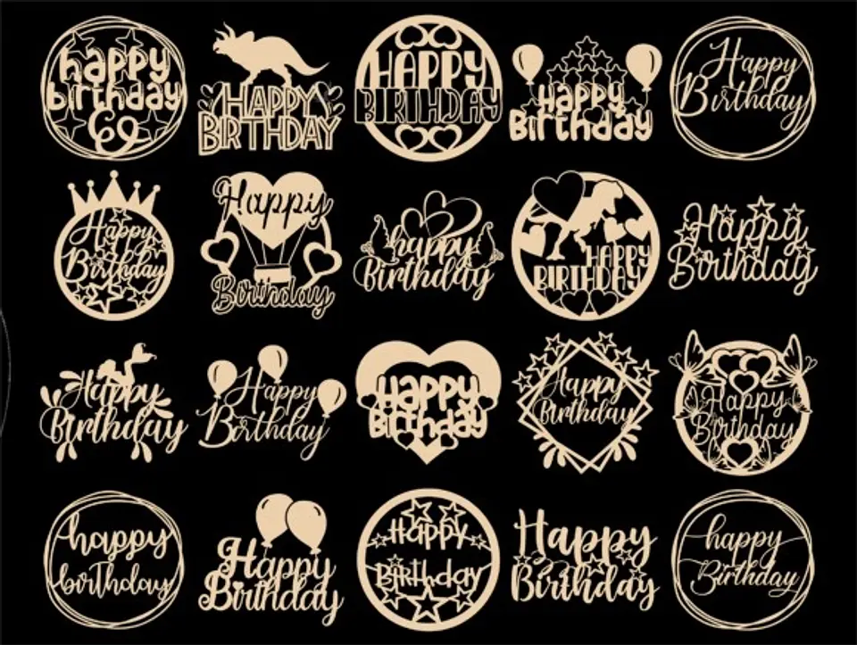 Arquivo de Corte Topo de Bolo Happy Birthday 33 1