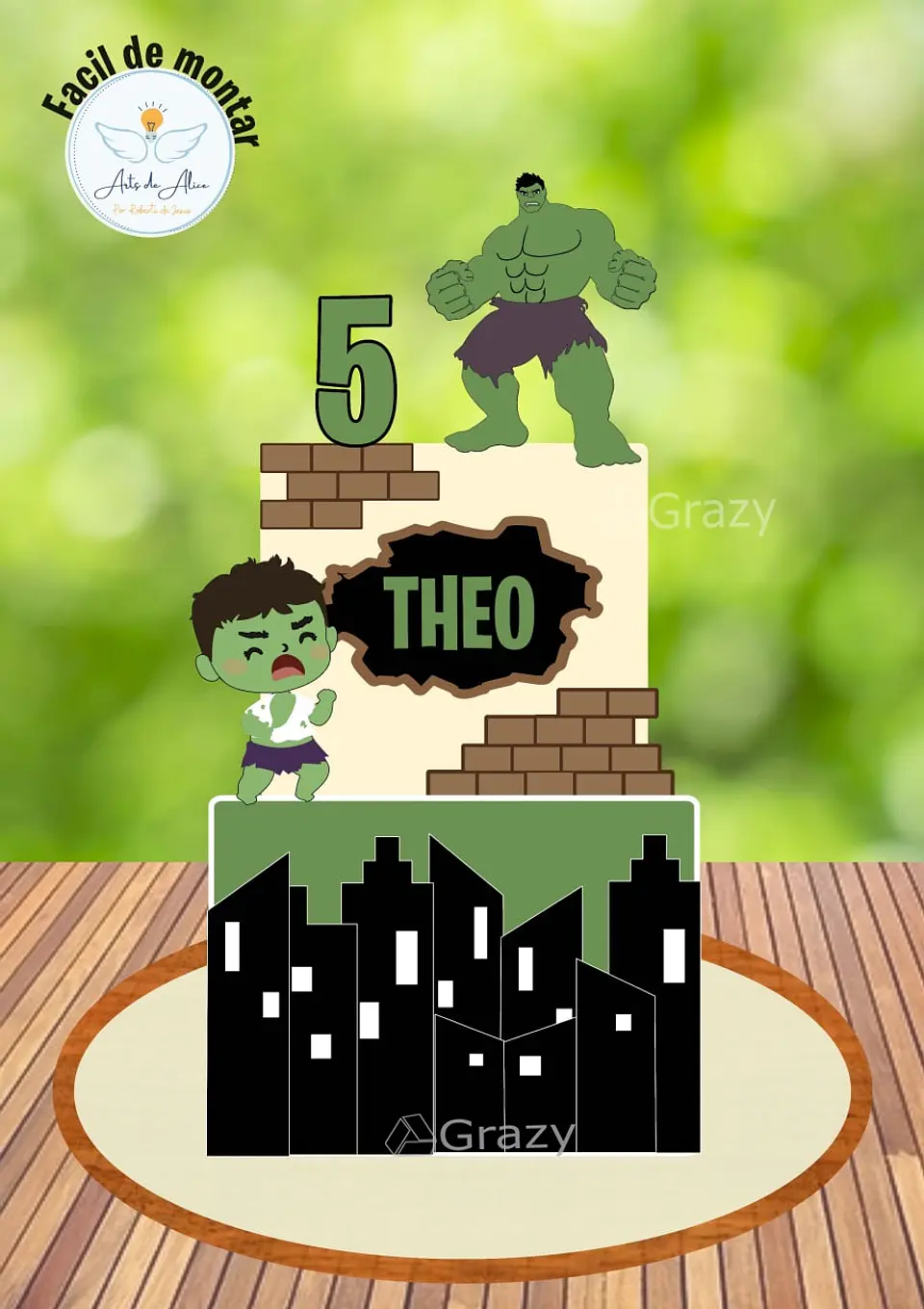Arquivo de Corte Topo de Bolo Hulk 9 1