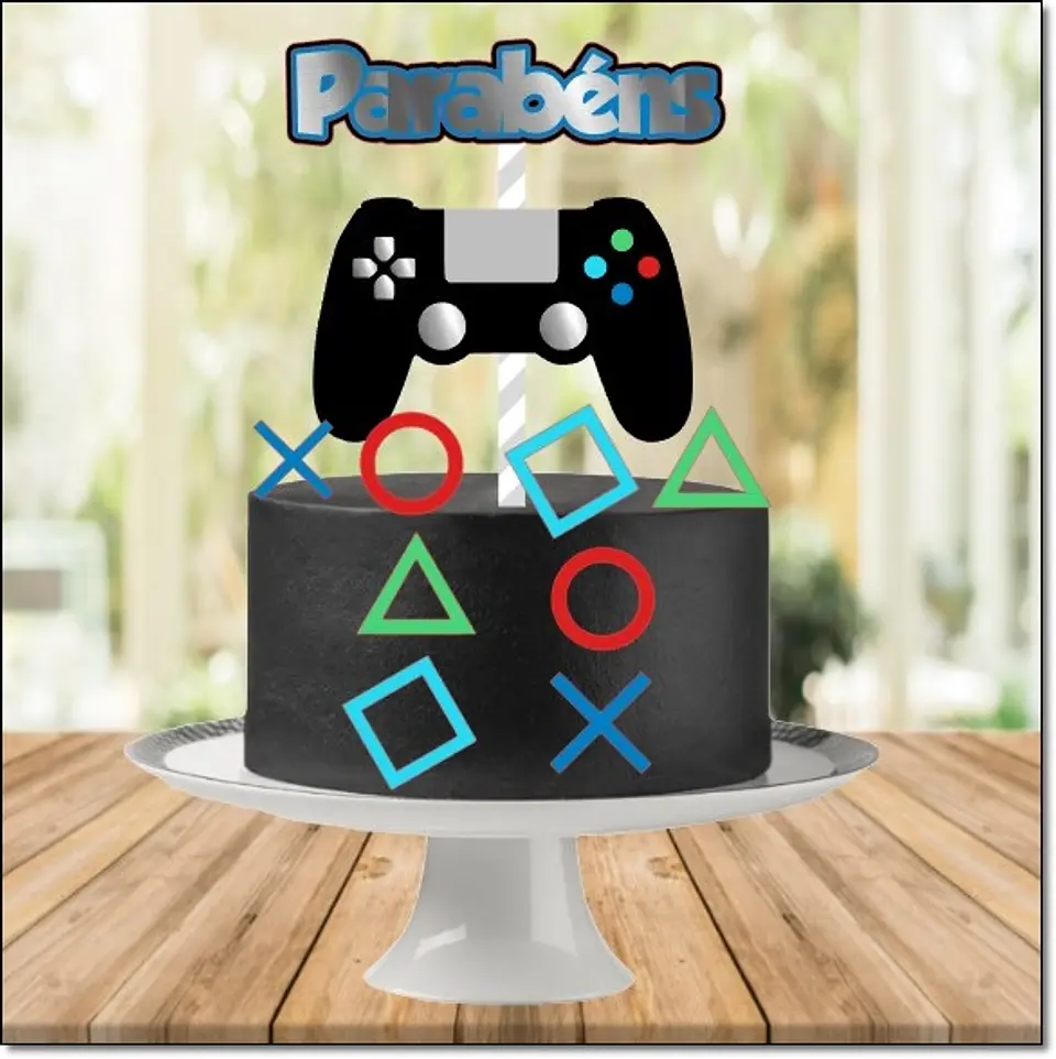 Arquivo de Corte Topo de Bolo Gamer - Vídeo Game Plastation Xbox 46 1