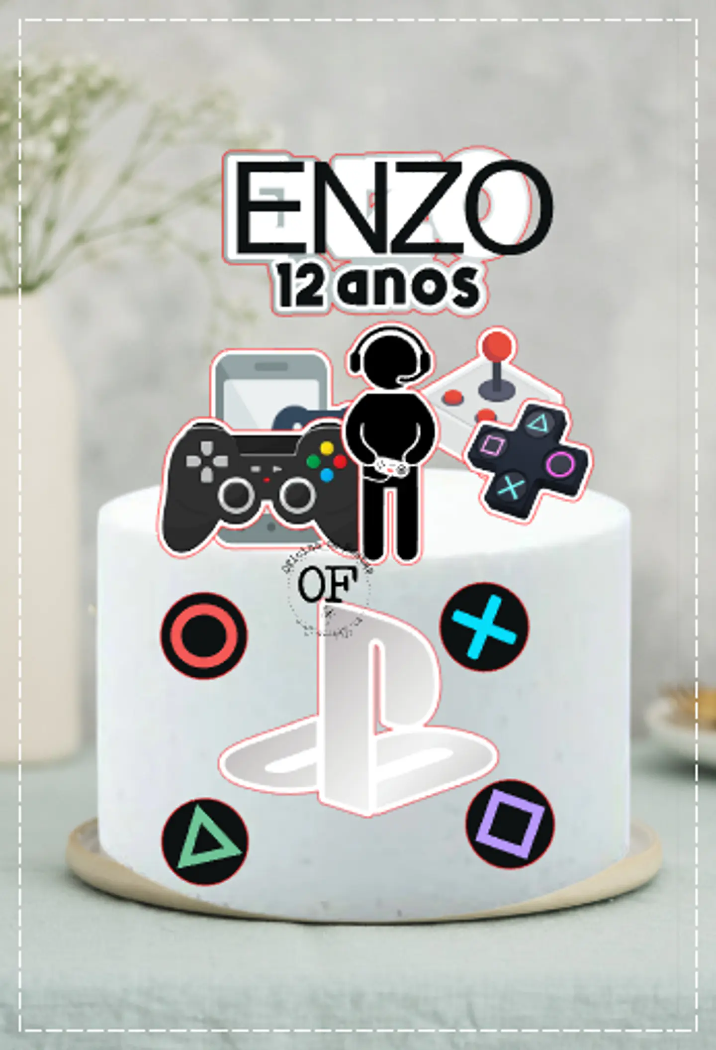 Arquivo de Corte Topo de Bolo Gamer - Vídeo Game Plastation Xbox 1 1