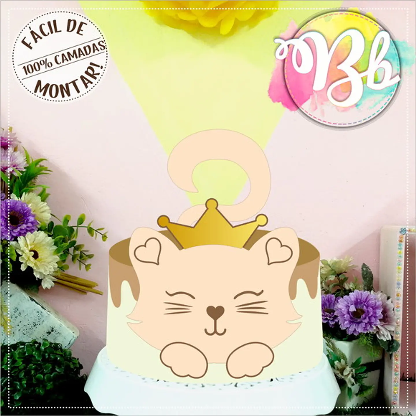 Arquivo de Corte Topo de Bolo Gatinho Gatinha 36 1