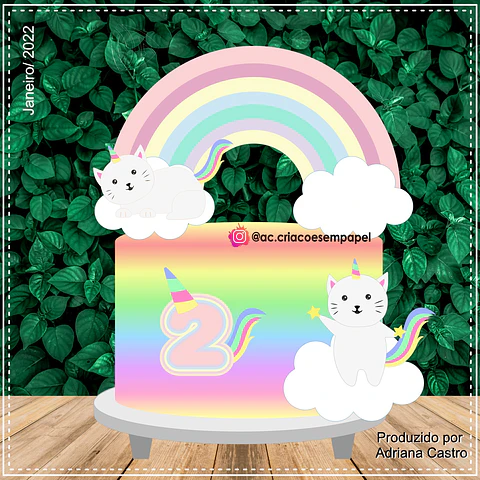 Arquivo de Corte Topo de Bolo Gatinho Gatinha 33