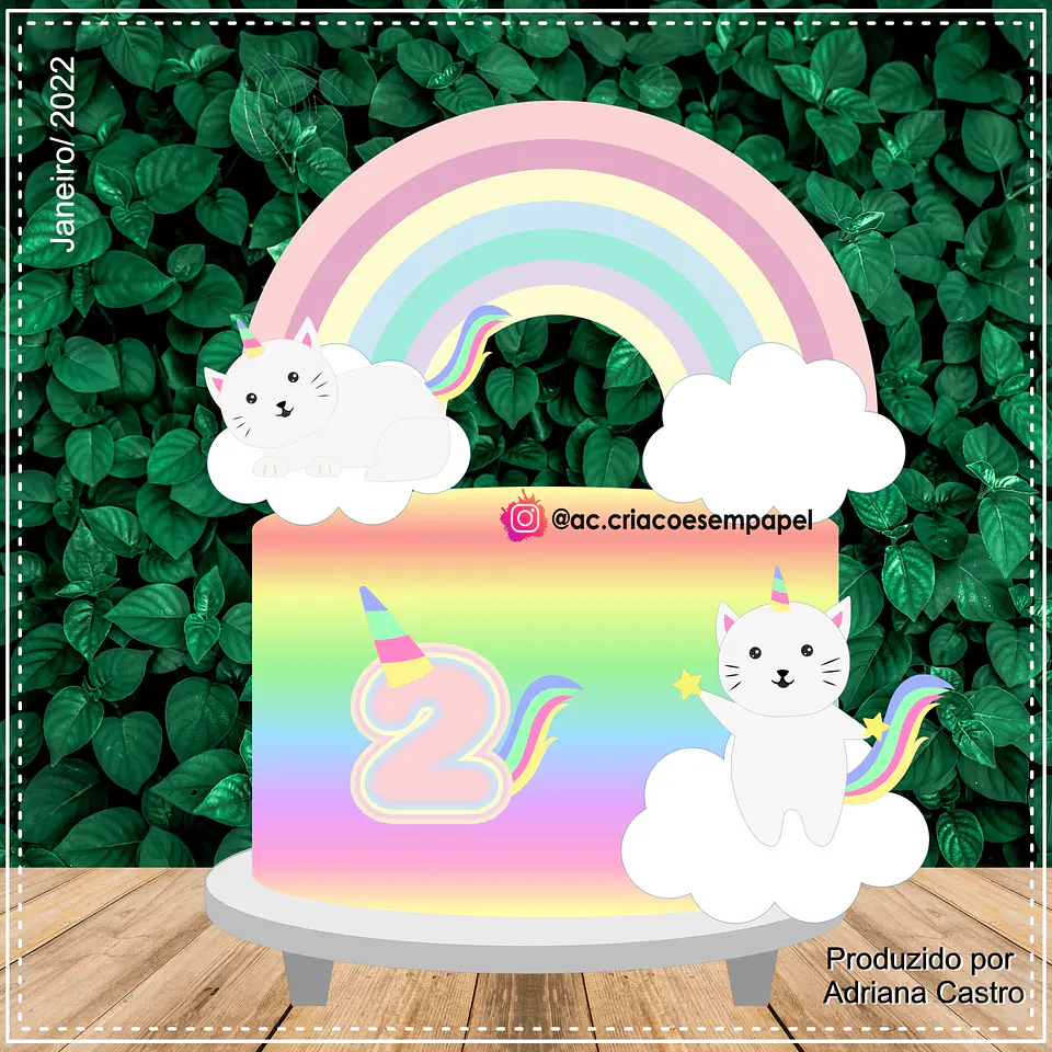 Arquivo de Corte Topo de Bolo Gatinho Gatinha 33 1