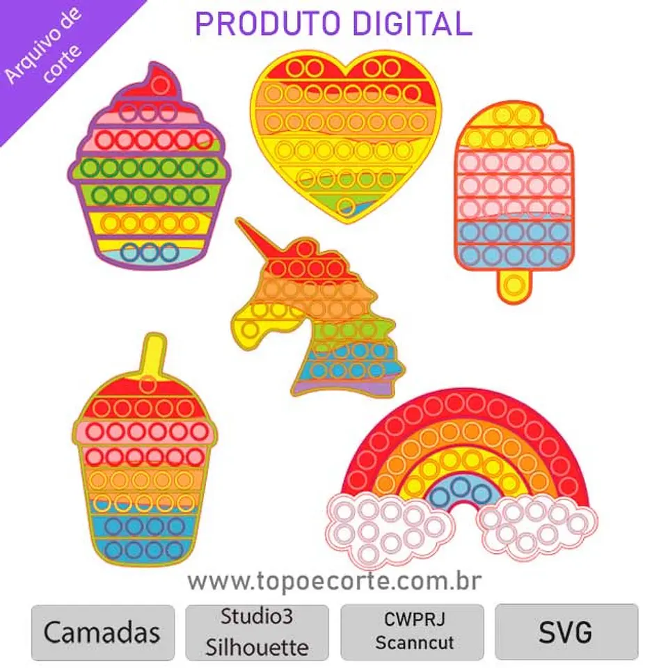 Arquivo de Corte Topo de Bolo Fidget Toys - Pop It 17 1