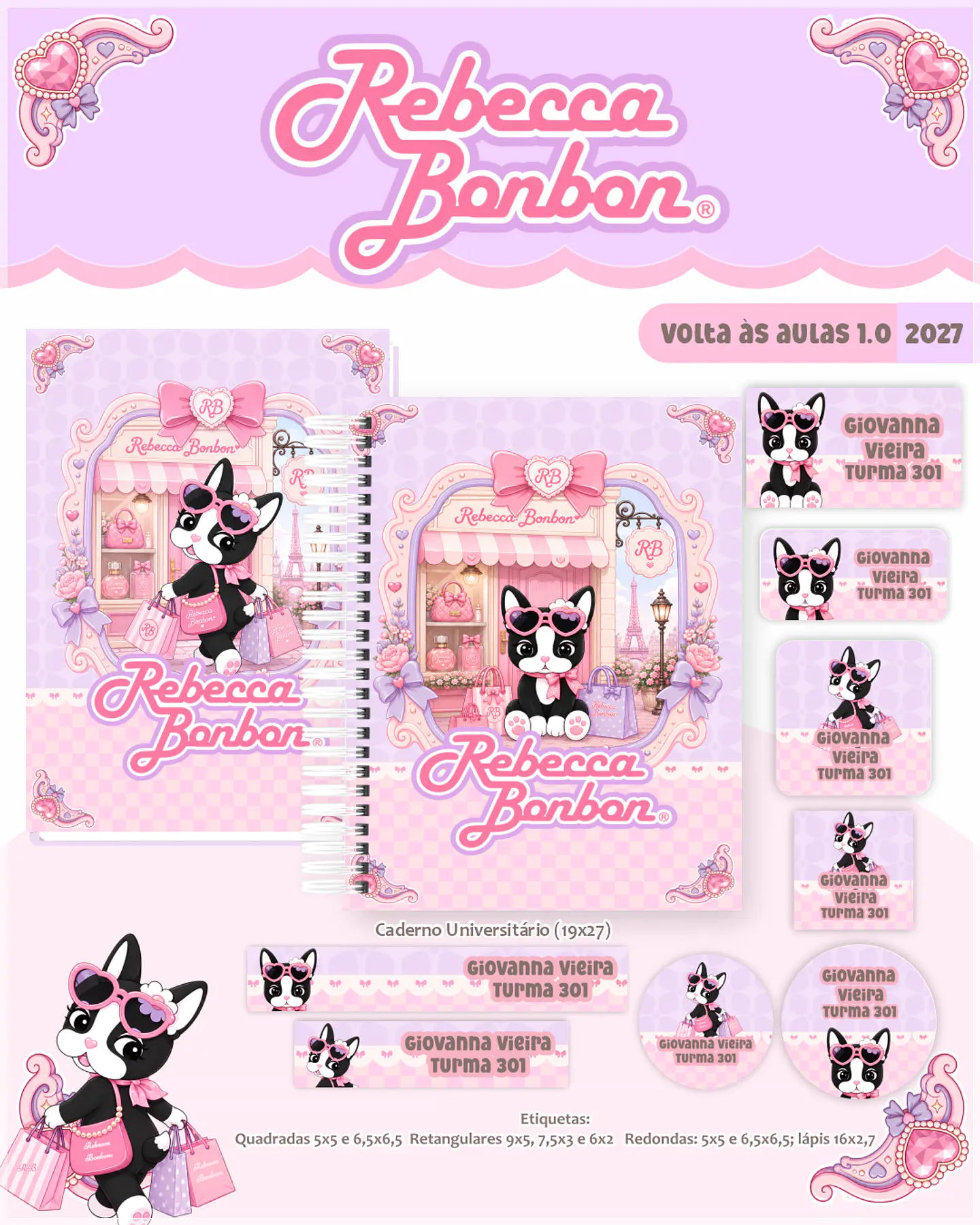 Encadernação - Coleção Escolar 1.0 Rebecca Bonbon 3D 1