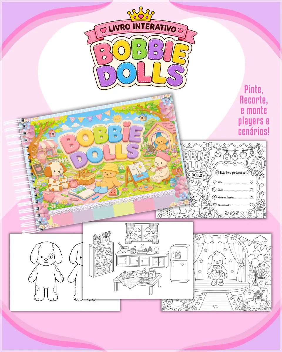 Encadernação - Paper Dolls colorir Bobbie Dolls 1